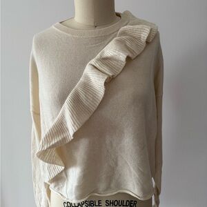 Cashmere Cream Ruffle Sweater